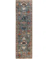 Adorn Hand Woven Rugs Serapi M1945 2'8''x9'6'' Runner Area Rug In Light Blue