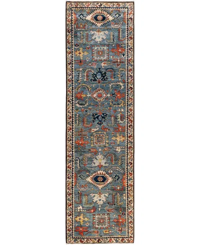 Adorn Hand Woven Rugs Serapi M1945 2'8''x9'6'' Runner Area Rug In Light Blue