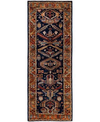 Adorn Hand Woven Rugs Serapi M1945 2'9''x7'10'' Runner Area Rug In Blue