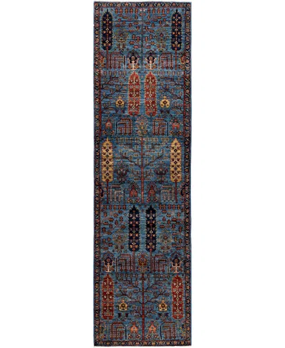 Adorn Hand Woven Rugs Serapi M1945 2'9''x9'10'' Runner Area Rug In Light Blue