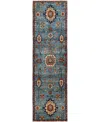 Adorn Hand Woven Rugs Serapi M1945 2'9''x9'10'' Runner Area Rug In Light Blue