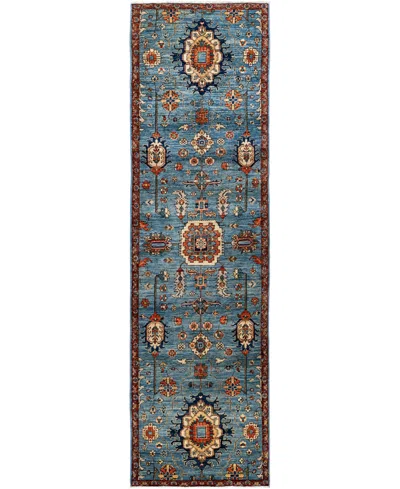 Adorn Hand Woven Rugs Serapi M1945 2'9''x9'10'' Runner Area Rug In Light Blue