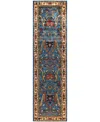 Adorn Hand Woven Rugs Serapi M1945 2'9''x9'7'' Runner Area Rug In Light Blue