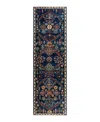 Adorn Hand Woven Rugs Serapi M1993 2'6"x8'2" Runner Area Rug In Blue