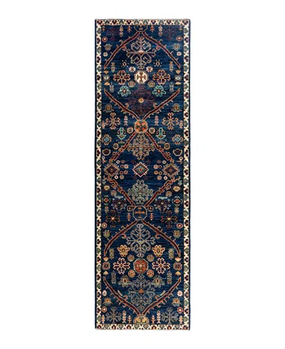 Adorn Hand Woven Rugs Serapi M1993 2'6"x8'2" Runner Area Rug In Blue