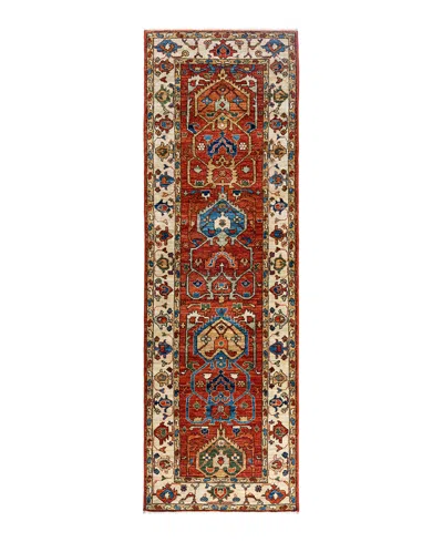 Adorn Hand Woven Rugs Serapi M1993 2'7"x8'3" Runner Area Rug In Orange