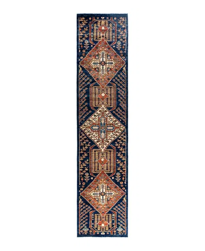 Adorn Hand Woven Rugs Serapi M1993 2'8"x11'11" Runner Area Rug In Blue