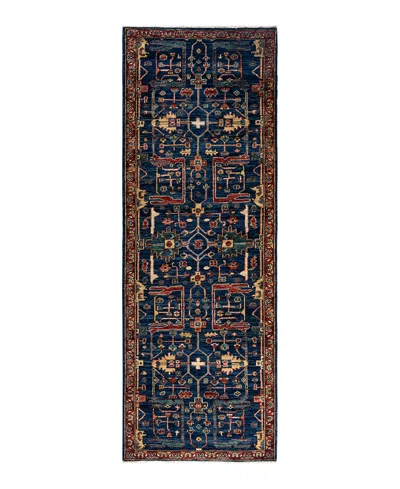 Adorn Hand Woven Rugs Serapi M1993 2'8"x7'9" Runner Area Rug In Blue