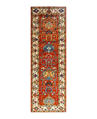 Adorn Hand Woven Rugs Serapi M1993 2'8"x8'2" Runner Area Rug In Orange