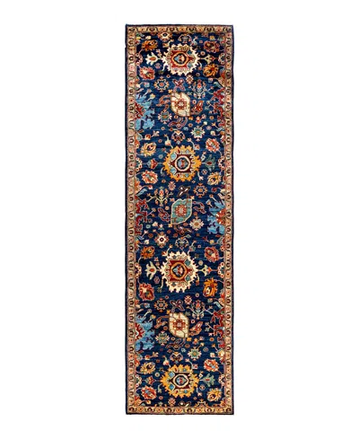 Adorn Hand Woven Rugs Serapi M1993 2'8"x9'9" Runner Area Rug In Blue