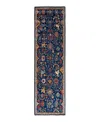 Adorn Hand Woven Rugs Serapi M1993 2'8"x9'9" Runner Area Rug In Navy