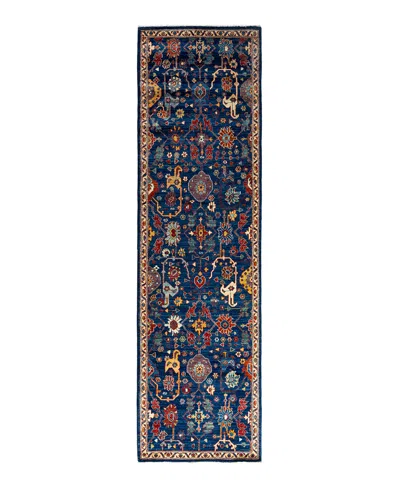Adorn Hand Woven Rugs Serapi M1993 2'8"x9'9" Runner Area Rug In Navy