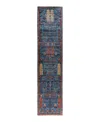 Adorn Hand Woven Rugs Serapi M1993 2'9"x11'10" Runner Area Rug In Light Blue