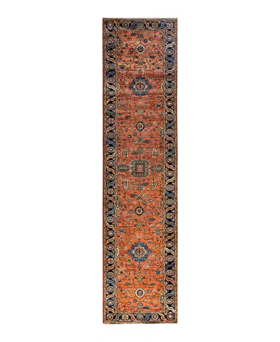 Adorn Hand Woven Rugs Serapi M1993 2'9"x11'9" Runner Area Rug In Orange