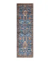 Adorn Hand Woven Rugs Serapi M1999 2'5"x8'6" Runner Area Rug In Light Blue