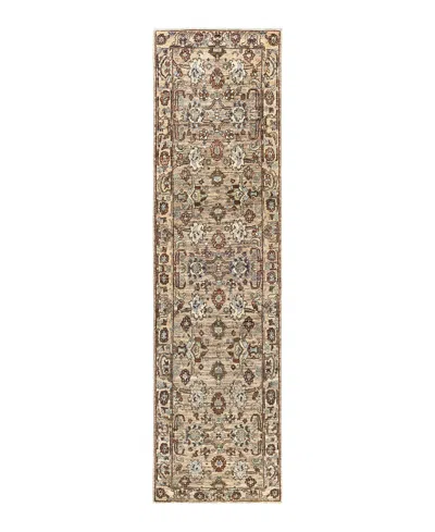 Adorn Hand Woven Rugs Serapi M1999 2'7"x9'11" Runner Area Rug In Brown