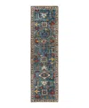 Adorn Hand Woven Rugs Serapi M1999 2'7"x9'8" Runner Area Rug In Light Blue