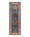 Adorn Hand Woven Rugs Serapi M1999 2'9"x8'2" Runner Area Rug In Light Blue