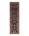 Adorn Hand Woven Rugs Serapi M1999 2'9"x9'10" Runner Area Rug In Blue