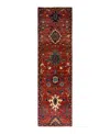 Adorn Hand Woven Rugs Serapi M1999 2'9"x9'11" Runner Area Rug In Red
