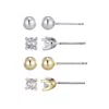 Adornia 14k Gold And Silver Plated Ball And Cz Solitaire Stud Set In Gold