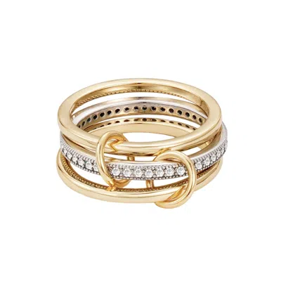 Adornia 14k Gold And Silver Plated Connected 3-piece Ring Stack In Multi