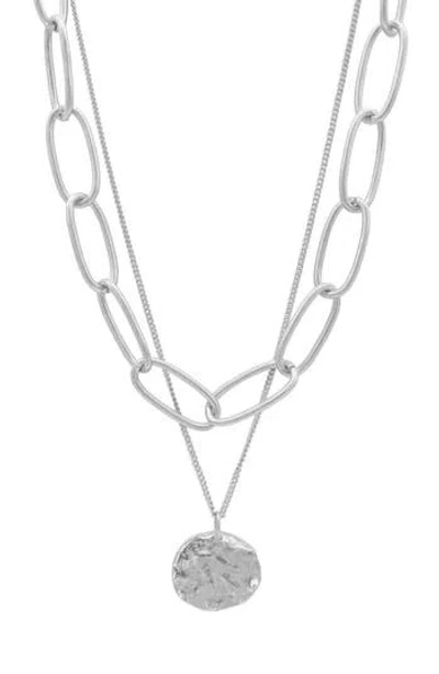 ADORNIA ADORNIA 14K GOLD PLATE LARGE CHAIN & COIN LAYERED NECKLACE