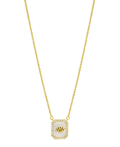 ADORNIA 14K GOLD-PLATED 0.925 VERMEIL EVIL EYE TABLET MOONSTONE NECKLACE