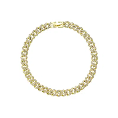 Adornia 14k Gold Plated 10" 8mm Crystal Curb Chain Anklet