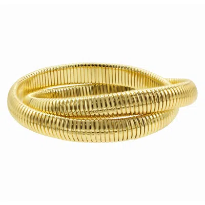 ADORNIA 14K GOLD PLATED 2-LAYER OMEGA CHAIN BRACELET