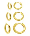 Adornia 14k Gold Plated 3-huggie Hoop Earrings Set In Gold