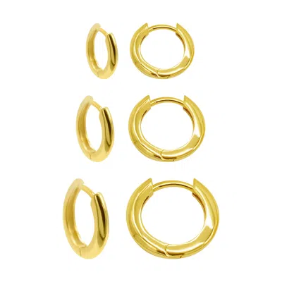 Adornia 14k Gold Plated 3-huggie Hoop Earrings Set