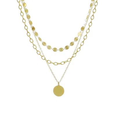 Adornia 14k Gold Plated 3-layer Toggle And Confetti Necklace In Burgundy