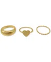 Adornia Assorted 3-pack 14k Yellow Gold Plated Rings In Gold