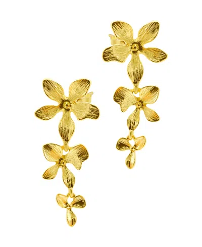 ADORNIA 14K GOLD-PLATED 3-PETAL DROP EARRINGS