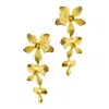 Adornia 14k Yellow Gold Plated Three Petal Drop Earrings In Gold