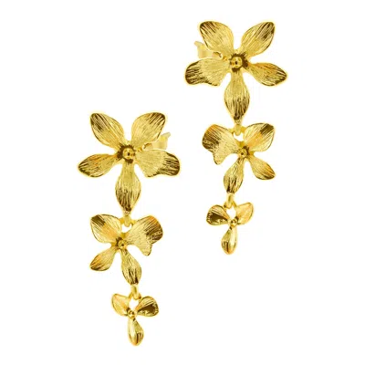 ADORNIA 14K GOLD PLATED 3-PETAL DROP EARRINGS