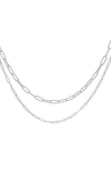Adornia Silver Plated 3mm And 4mm Paper Clip Chain Set In Silver