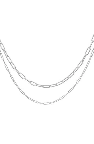 ADORNIA ADORNIA 14K GOLD PLATED 3MM & 4MM PAPERCLIP CHAIN NECKLACE SET