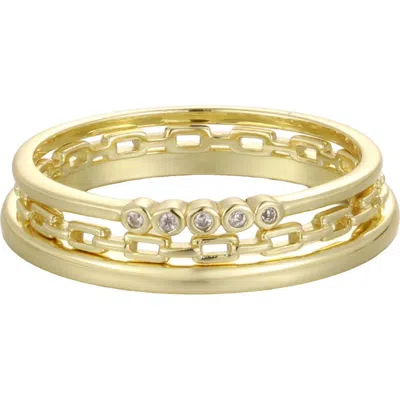 Adornia 14k Gold Plated 3-piece Stacking Ring Set