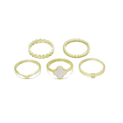 Adornia 14k Gold Plated 5-piece Clover Ring Set