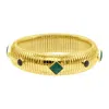 ADORNIA 14K GOLD PLATED .75" TALL OMEGA BRACELET WITH COLOR STONE