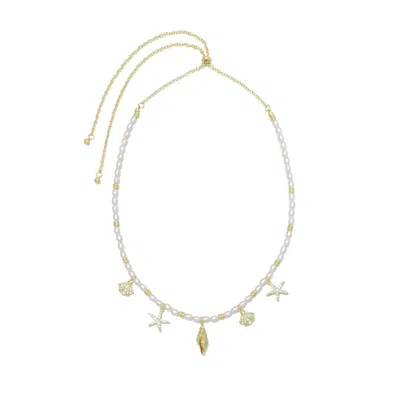 Adornia 14k Gold Plated Adjustable 2mm Pearl Charm Necklace In Multi
