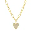 Adornia 14k Gold Plated Adjustable Chunky Paperclip Link Pave Heart Necklace In Gold