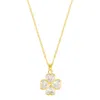 Adornia 14k Gold Plated Adjustable Clear Crystal Heart Clover Necklace In Gold