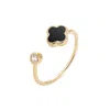 Adornia 14k Gold Plated Adjustable Clover Cz Ring In Gold