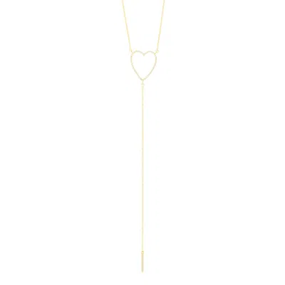 ADORNIA 14K GOLD PLATED ADJUSTABLE CZ HEART Y-NECKLACE
