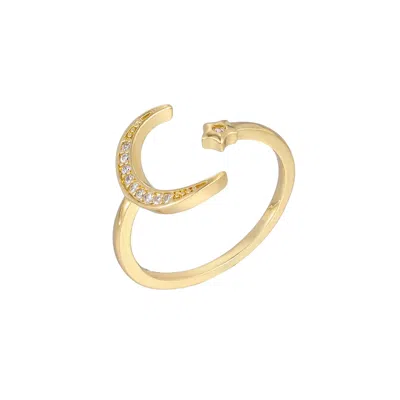 Adornia 14k Gold Plated Adjustable Moon Star Ring