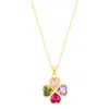 Adornia 14k Gold Plated Adjustable Multicolor Crystal Heart Clover Necklace