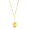 Adornia 14k Gold Plated Adjustable Oversized Puffy Heart Paper Clip Chain Necklace In Gold